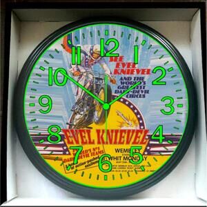 Evel Knievel Retro Style Motocross Motorcycle Glow In The Dark Wall Clock New!
